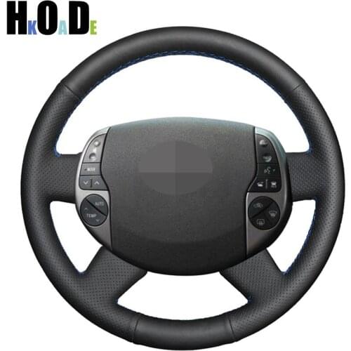Black Genuine leather Steering Wheel Covers Hand-stitched Car Steering Wheel Covers for Toyota Prius 20(XW20) 2004 - 2009
