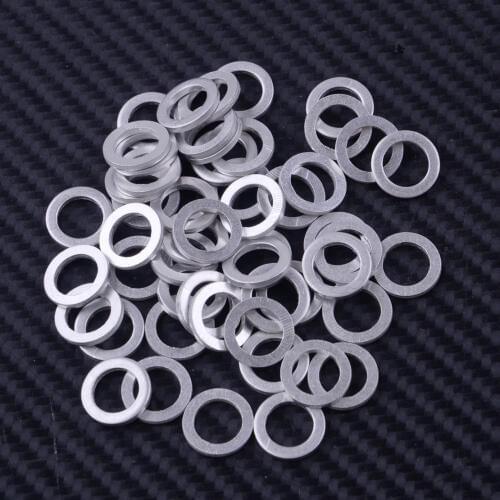 DWCX 50pcs Silver Aluminum Alloy Car Engine Oil Crush Washers Drain Plug Gaskets Seal 8mm ID. 12mm OD