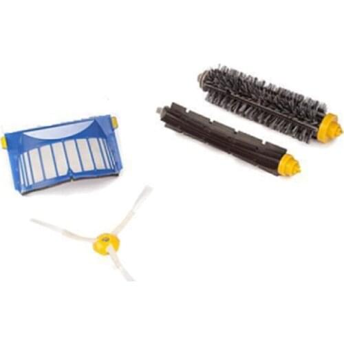 Aerovac Filter+3 Arms Side Brush+Bristle and Flexible Beater Brush for iRobot Roomba 600 610 620 630 650 660