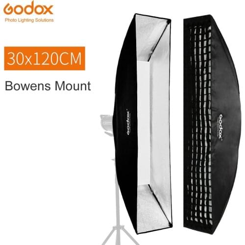 Godox 30x120cm 12"x47" Bowens Mount Strip Softbox Honeycomb Grid Rectangular Studio Strobe Softbox Diffuser for Studio Strobe