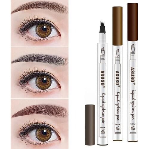 Three Head Eyebrow Pencil Microblading Waterproof Tattoo Subtle Eyebrow Pronged Four Makeup Pen Tooll Drawing O9E0