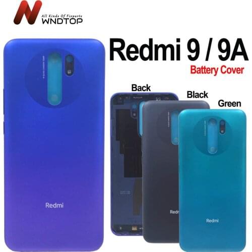 For Xiaomi Redmi 9 9A Battery Cover Panel Rear Door Housing Case with adhesive Redmi 9 back glass For Redmi 9A battery cover
