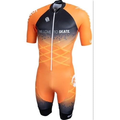 Summer Powerslide Matter Roller Skate Racing Skinsuit Aero Mens Speedsuit Short Sleeve Orange Tri Suits Skate Apparel Pro Team