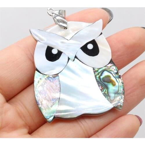 Hot Selling Natural Mother-of-pearl Shell Cute Owl Pendant Handmade Crafts DIY Necklace Sweater Chain Jewelry Accessories Making