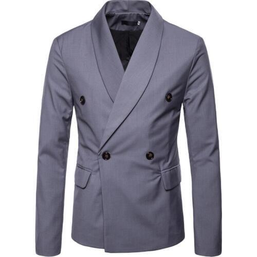 New Arrival Solid Color Double-Breasted Men Blazer Suit Jacket Formal Business Outwear Dress Jacket Men Chaqueta Traje Hombre