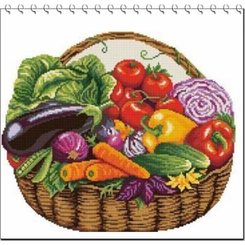 7012 A basket of vegetables 42-37 Cross Stitch Set Cross-stitch Kit Embroidery Needlework Craft Packages Cotton Fabric Floss