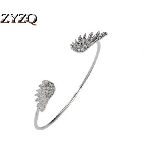 ZYZQ Romantic Geometric Angel Wings Shaped Open Bangle For Women High Quality Silver Plated Accessories Wholesale Lots&Bulk