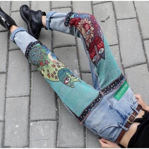 Женские джинсы с вышивкой Oytall China At AliExpress