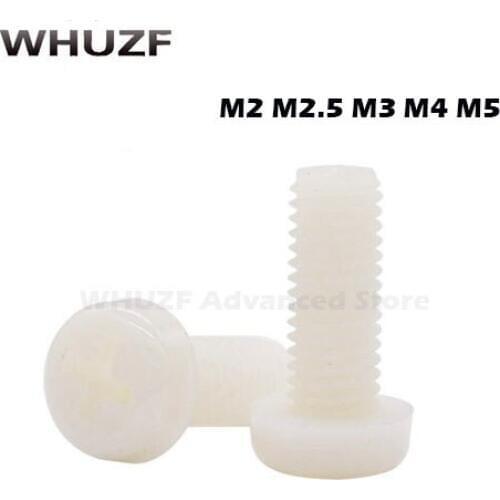 50PCS-M2/2.5/3/4/5/6/*L Plastic Screws / Pan Head Nylon Screws/ Round Head Nylon Screws