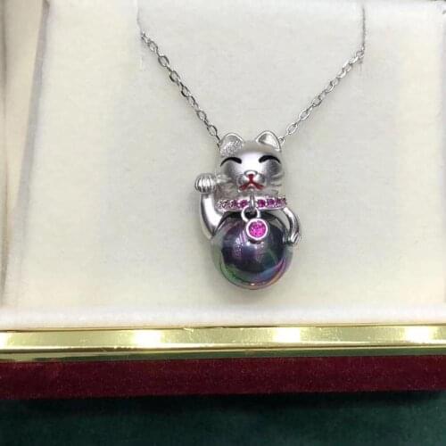 Lovely Cat Shape 925 Sterling Silver Pendant Base Settings Mountings Findings Parts for Pearl Coral Jade Beads Stones Crystal