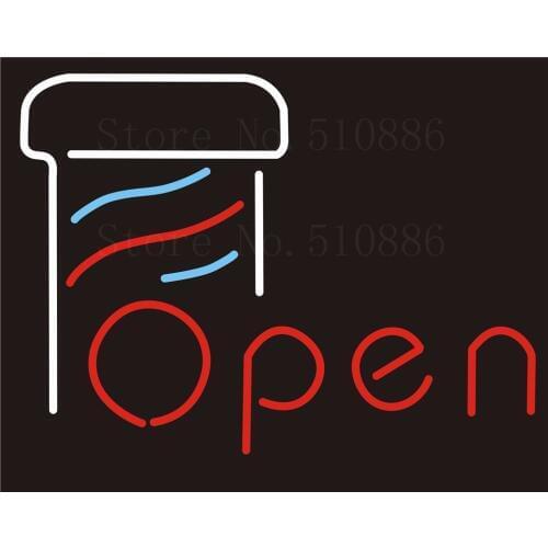 Custom NEON SIGNS board For Open Hairs Cut Salon Store REAL GLASS Tube Signage BAR PUB Club Shop Light Sign 17*14"