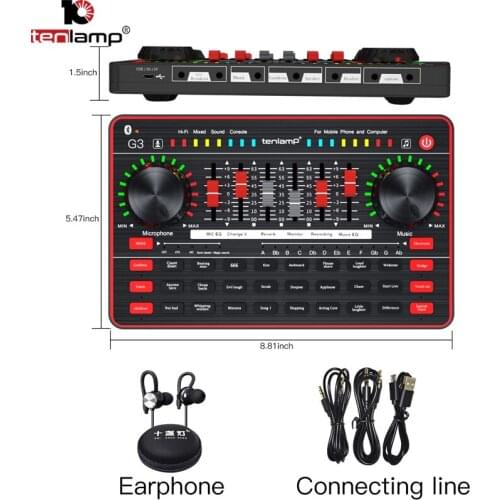 Professional Live broadcast Sing Sound Mixing Cards Audio USB External Sound Card for Phone Computer Mixer Voice Changer