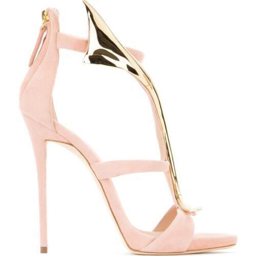 Summer Gladiator Designer Open Toe High Heel Sandals Women Gold Metal Decor Snake Sexy Pumps Summer Heeled Sandals Party Shoes