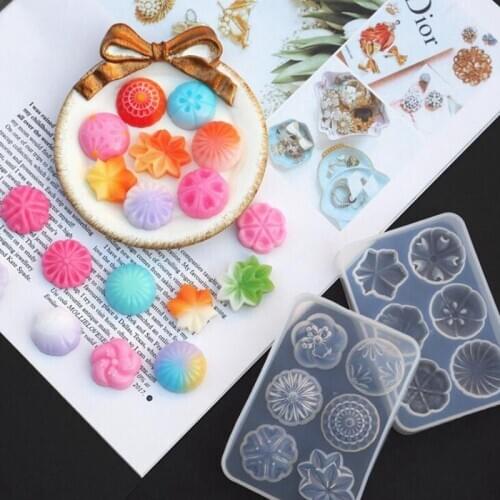 1PCS 6 even candy silicone mold mirror flower candy diy crystal epoxy glue pendulum stand pendant mold