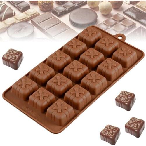 15 Holes 3D Silicone Mold Christmas Gift Box Present Kitchen Cube Mould Chocolate Candy Pudding Mold Baking Ice Accessories