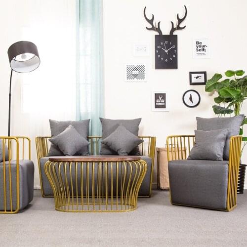 Nordic Modern Fabric Sofa Set Iron Single Double High-end Thick Sofa Coffee Lounge Home Furnitures Couches For Living Room
