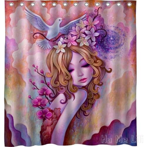 Girls Merge With Nature Design Waterproof Shower Curtain Bathroom Decor