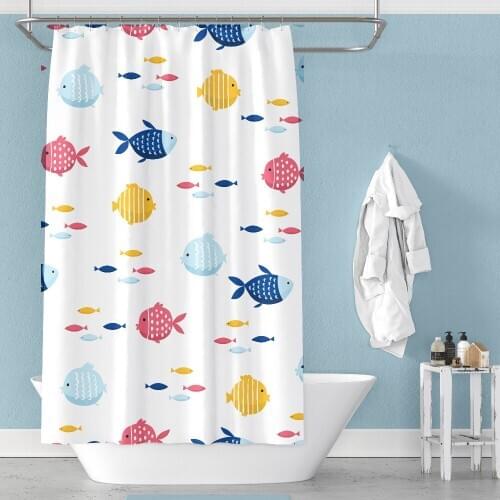 Custom Made Shower Curtain Bathroom Curtain Partition 1.2/1.5/1.8/2x1.8m 1.5x2m 1.8x2m 2x2m 2.4x2m Fish White ins