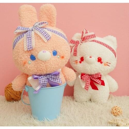 1Pc 23cm Kawaii Bear & Rabbit & Cat Plush Toys Cute Plush Dolls Stuffed Soft Dolls for Bag Cup Decorative Gift