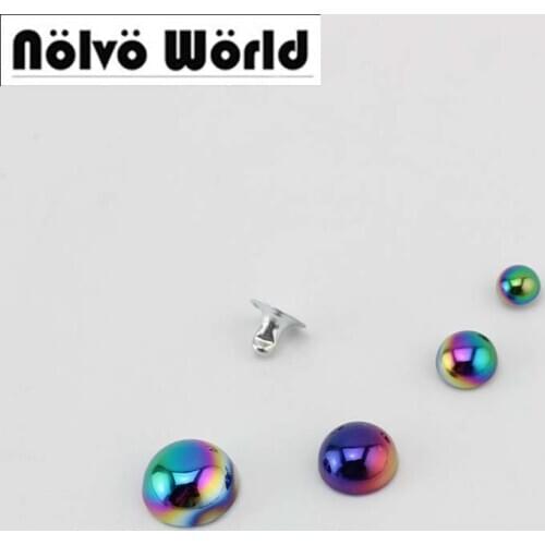 10-50-100pcs Rainbow rivets 6-8-10-12mm Purse Feet Solid Rivets Fasteners High Quality Leather Crafts Bags shoes Round nails