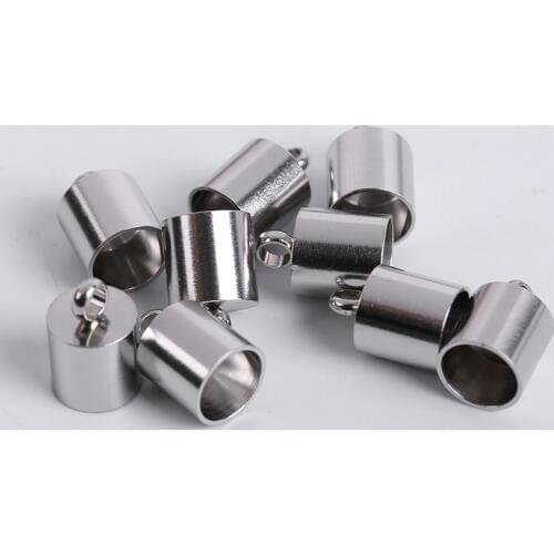 10Pcs/Lot Stainless Steel End Tip Cap Fit 2-10mm Tassel Leather Cord End Crimp Caps For Jewelry Bracelet Earring Making