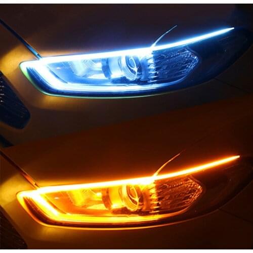 2pcs Waterproof Car DRL Daytime Running Light Strip Tube 12V Decorative car Led Dual Color Waterproof Strip