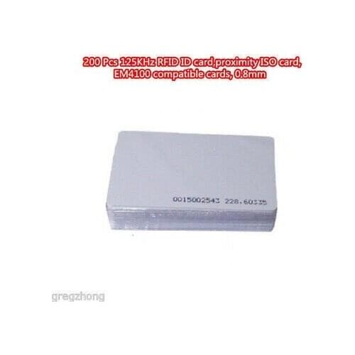 200 Pcs 125KHz RFID ID card, proximity ISO card, EM4100 compatible cards, 0.8mm