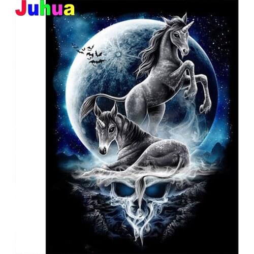 Moon landscape Unicorn 5d Diy diamond painting full round/square drill mosaic diamond stitch diamond embroidery gift home decor