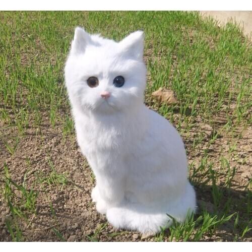 Big simulation cat toy polyethylene & furs handicraft white cat model gift about 35x15cm 2346