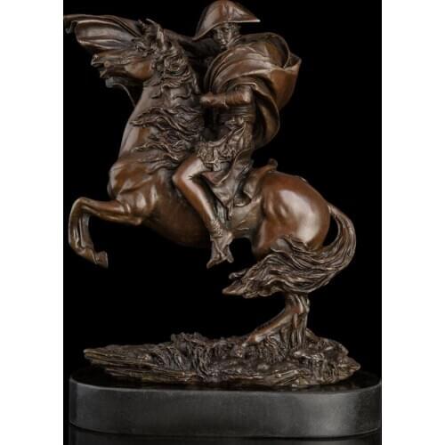 29 CM Western Art Deco Bronze Statue France Napoleon Bonaparte Horse Equine Sculpture