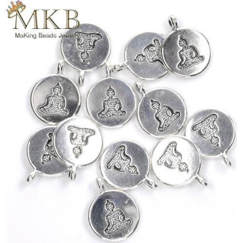 20pcs/lot Ancient Silver Plated Buddha Charms Beads For Jewelry Making 15*19mm Amulet Pendant Diy Necklace Bracelet Wholesale