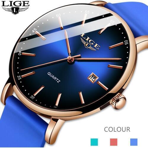 New Fashion Creative Mens Watches LIGE Top Brand Luxury Silicone Strap Quartz Clock Sports Waterproof Watch Men and Women Watch