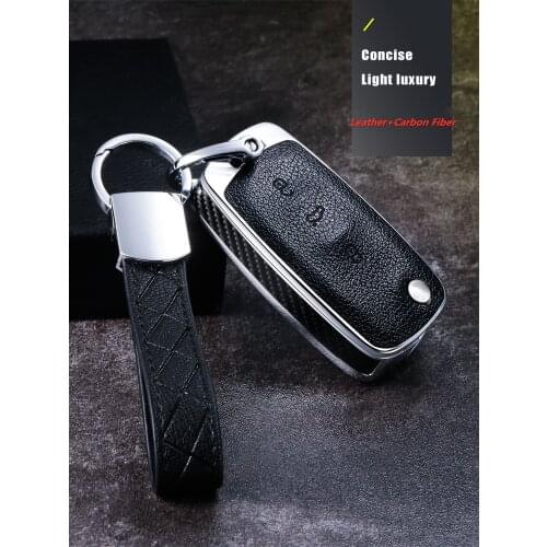 Alloy Leather Car Key Case For Volkswagen VW Passat Golf Jetta Bora Polo Sagitar Tiguan Auto Key Bag Cover Protector