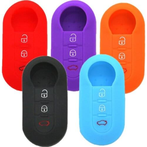 Silica Gel Key Case Key Cover Car Remote Control Cover Hollow-out Style 3Buttons Fit for FIAT 500 Car Accessories Key Case Cover
