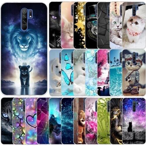 Phone Case For Xiaomi Redmi 9 Case Cover Black Cute Cartoon Soft TPU Capa Funda For Xiaomi Redmi 9 redmi9 Case Back Cover Etui