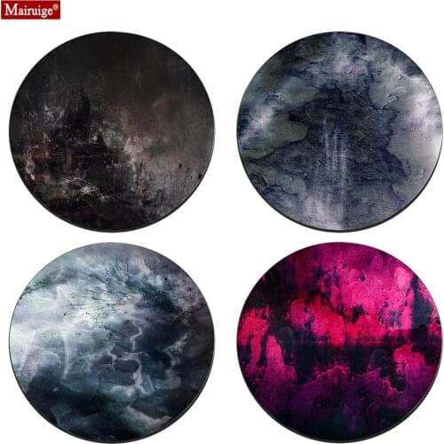 Black and Red Mouse Pad Small Colour Texture Abstract Visual Arts Round Mousepad DIY Custom Gamer Pc Computer Desk Mat 20x20cm