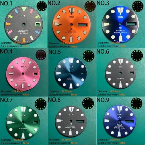 Nh35 dial Watch dial new C3 luminous modified watch literal skx007 small millimeter 28.5mm abalone nh35 universal