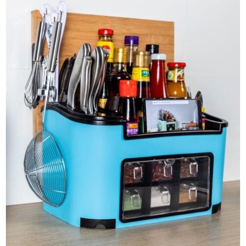Home fashion multifunctional kitchen rack seasoning box bottle set combination knife rack seasoning jar