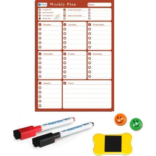 YIBAI A3 Flexible Magnetic board Calendar,30*42cm Dry Earse Magnets Waterproof Plan Message WhiteBoard For Refrigerator Memo