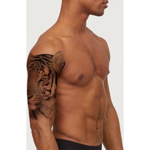 Tiger Head Cool Temporary Tattoo Sticker Fashion Waterproof Animal Body Art Arm Fake Realistic Tatoo Men Women Personality