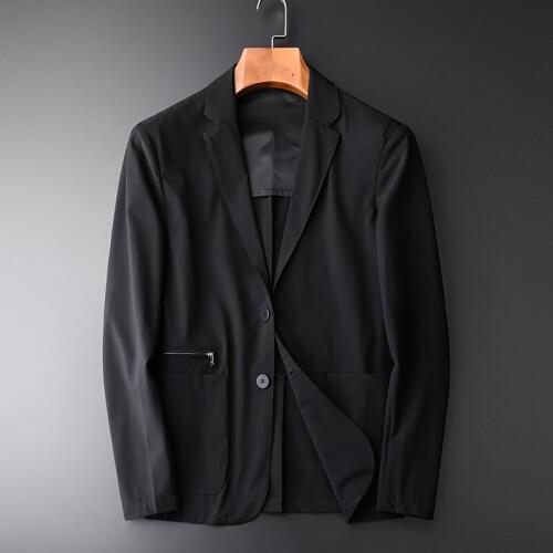 Minglu Spring Mens Casual Blazer Suit Classic Collar Business Blazer Jackets Black Single Botton Slim Men Suit Plus Size M-4xl