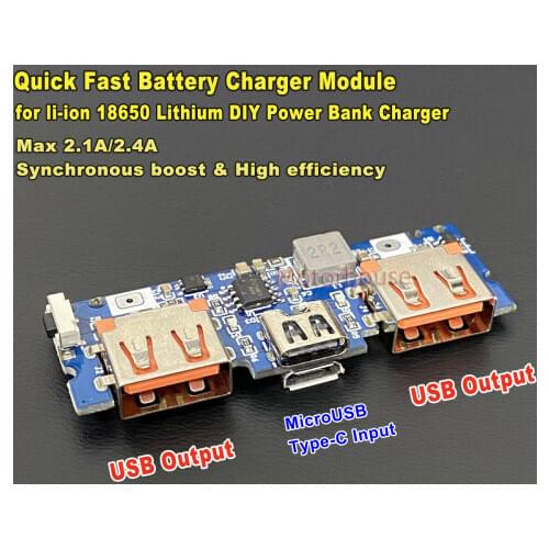 5V 2A Micro USB Type-C Battery Quick Fast Charging Charger Module For Li-ion 18650 Lithium Battery DIY Power Bank