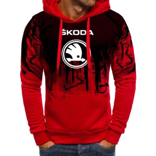 2021 Hoodies Men Skoda Car Logo Print Sweatshirt Spring Autumn Gradient Men Hoodie harajuku Casual Hoody tracksuit