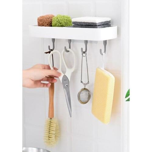 Suction Soap Dish Holder with 4Pcs Hooks for Soap Sponge Towel Cream Storage for Bathroom Kitchen
