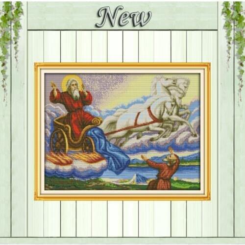 Santa Claus inside the carriage Painting counted print on fabric DIY 14CT 11CT DMC Cross Stitch kits Needlework Sets Embroidery