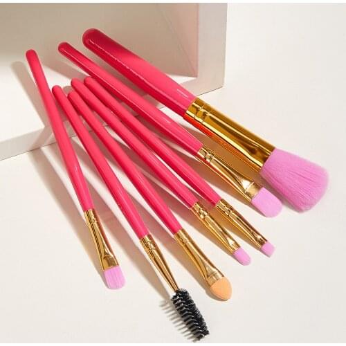 7pcs Eye Makeup Brush Set Artificial Fiber Eye Shadow Foundation Powder Eyelash Make Up Brush Cosmetic Beauty Tool Kit