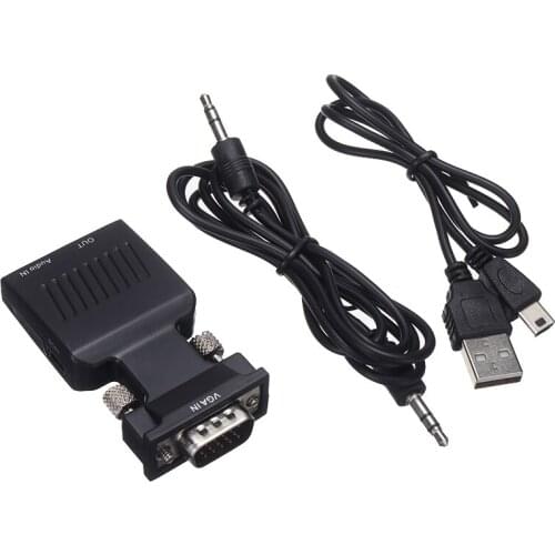 Newest VGA to HDMI-compatible Adapter Full HD 1080P Audio Video Converter Professional Laptop PC to TV HDTV AV Convertor Cable