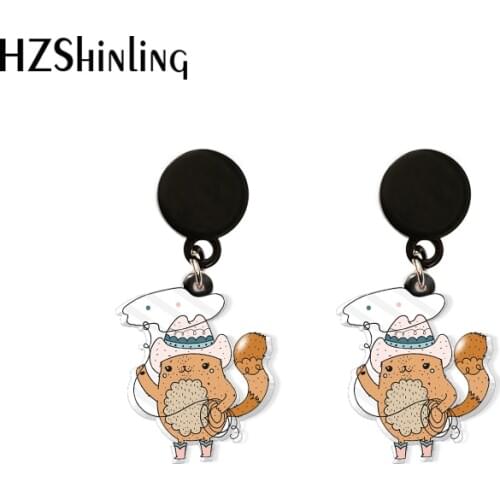 2020 New Cowboy Squirrel Drop Earring Cactus Resin Earrings Acrylic Earring Handmade Epoxy Jewelry Gifts Girl