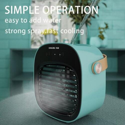 New Mini Air Conditioner Fan USB Cooling Fan Air Cooler Humidifier Rechargeable Battery Meter Portable Water Air Conditioner