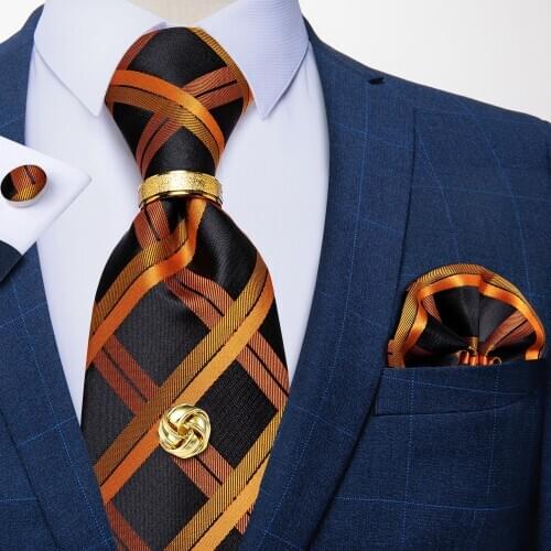 Solid Purple Men Tie Cracat Set Fashion Business Wedding Ties Pocket Square Cufflinks Tie Tack Gift For Men Gravata DiBanGu